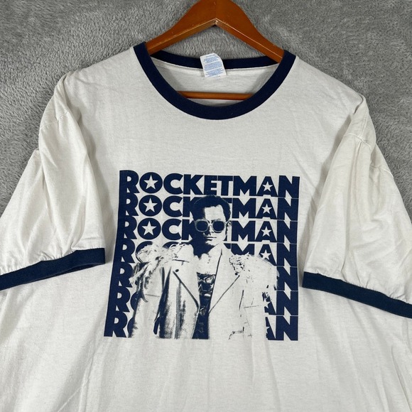 Rocket Man Elton John Shirt Mens XL Global Theatre 2019 Tour Ringer Tee - Picture 1 of 10